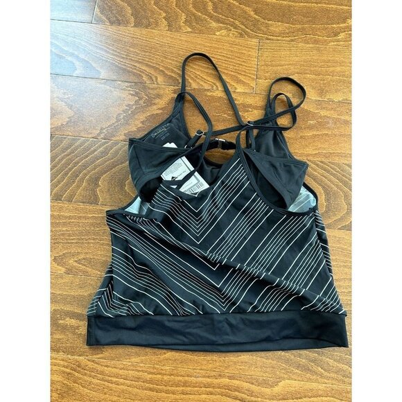 Athleta Chevron Tankini with Underwire 32D/DD Black & White Layered Swim Top NWT - Picture 3 of 8